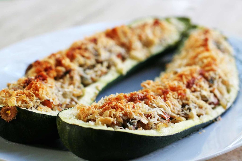 Courgettes farcies au jambon et champignons Weight Watchers