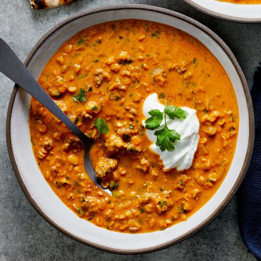 Lentilles corail au curry léger