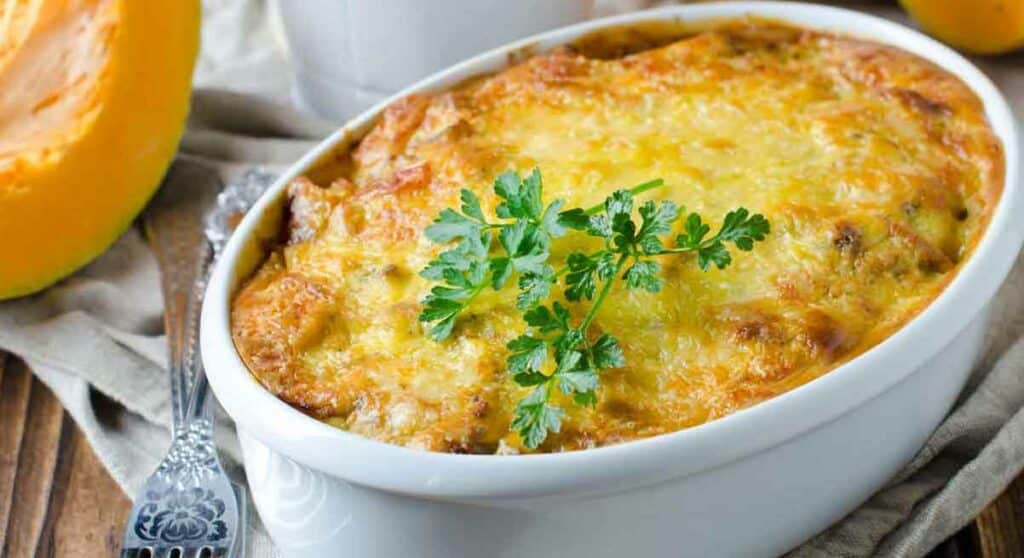 Gratin de potiron au boeuf et parmesan léger