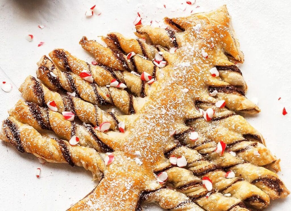 Sapin de Noël en pâte feuilletée et Nutella