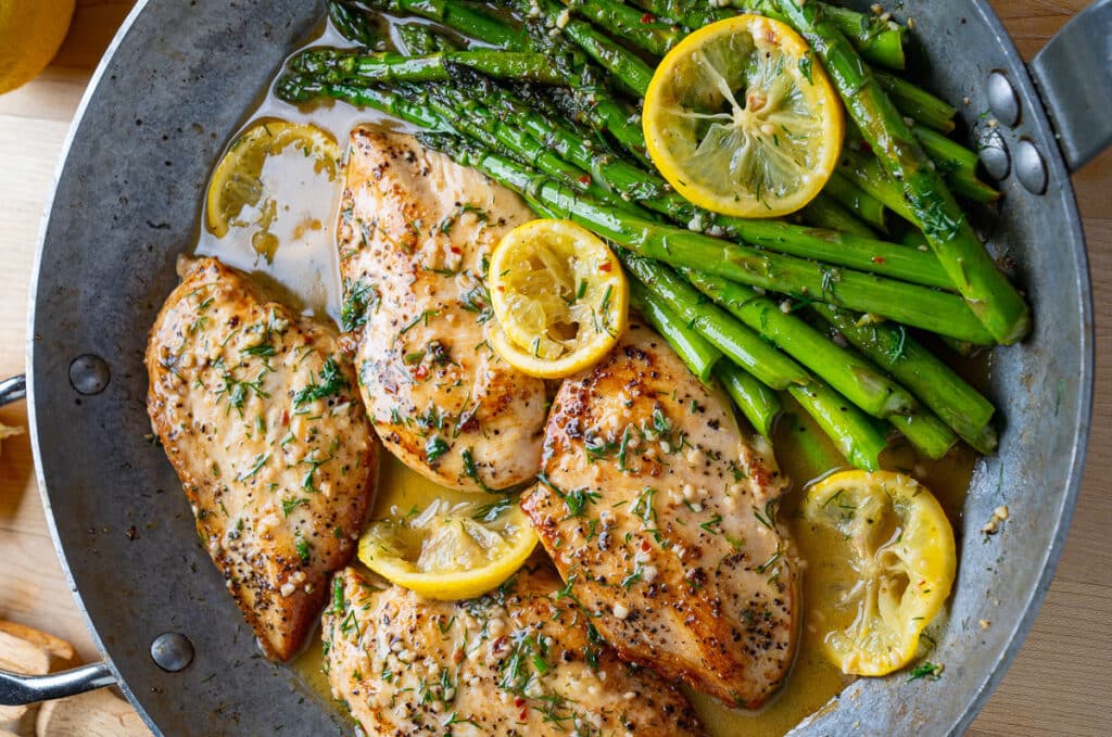 Poulet aux asperges et citron allégé