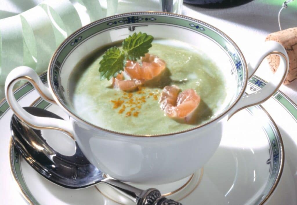 Soupe aux pois et saumon au thermomix