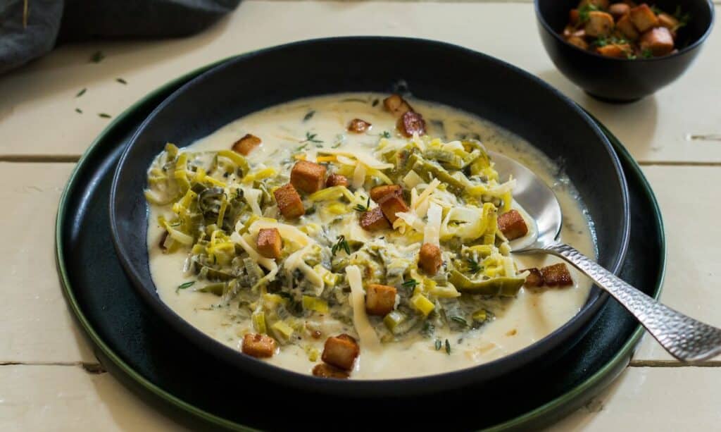 Soupe de Tofu Poireaux et Fromage légère