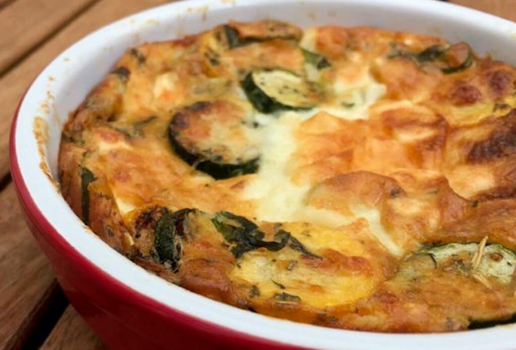 Clafoutis léger aux Courgettes Lardons et Chèvre