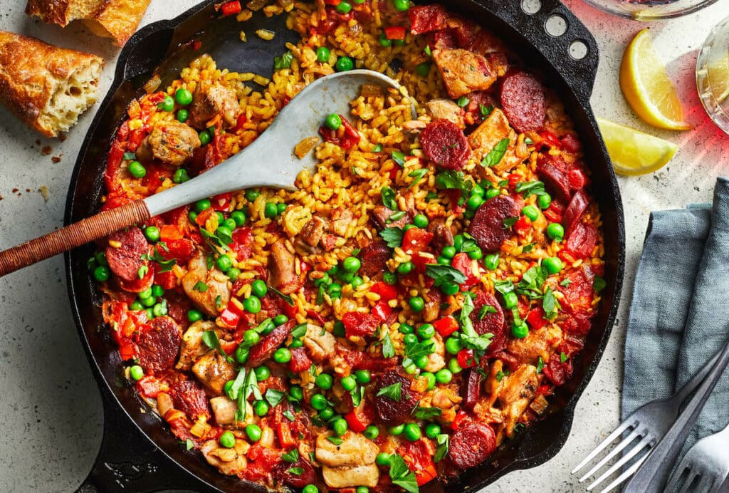 Paella au chorizo et au poulet sans thermomix