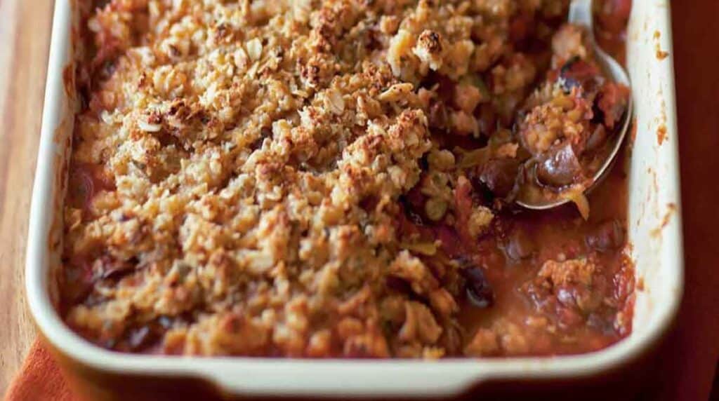 Crumble aux Tomates et Oignons Léger