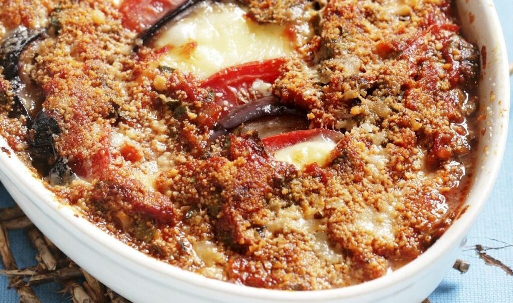 Crumble d’aubergine Tomate et Mozzarella au thermomix