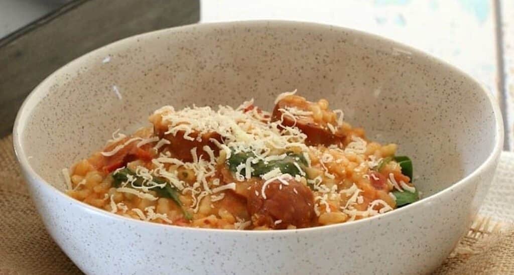 Risotto au Chorizo Tomate et Épinards au thermomix