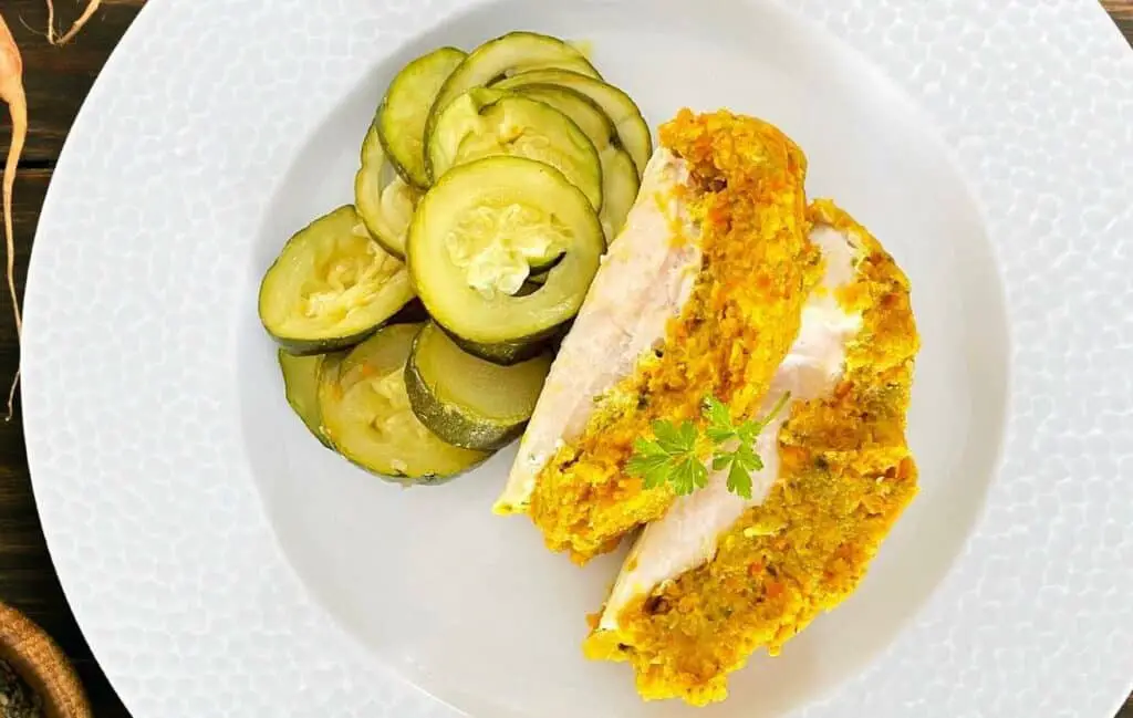 Poitrines de poulet et topping aux courgettes au Thermomix