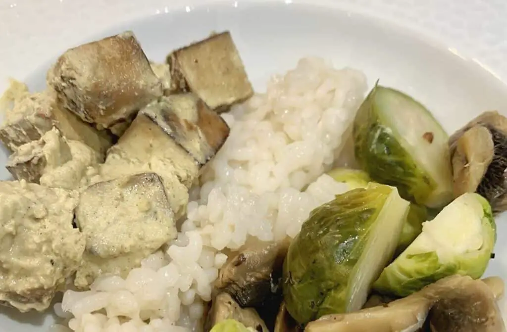 Chou de Bruxelles et tofu à la moutarde au Thermomix