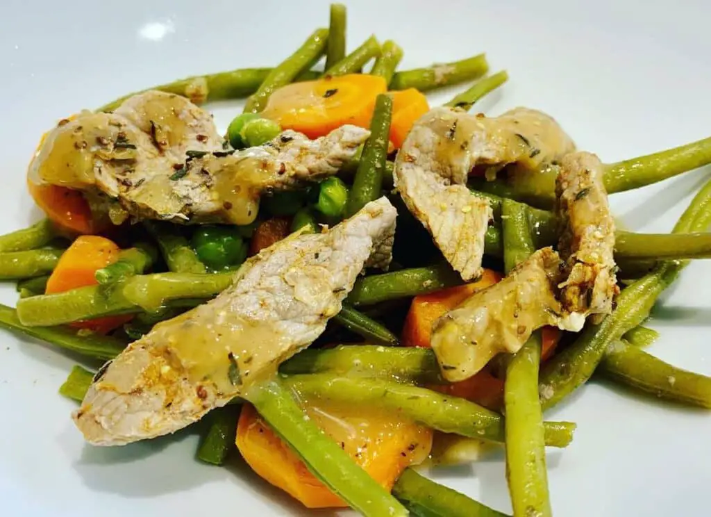 Emincé de veau mariné aux petits légumes au Thermomix