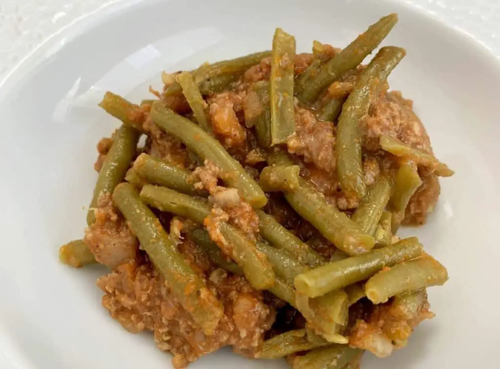 Mijoté d’haricots verts viande hachée et tomates au Thermomix