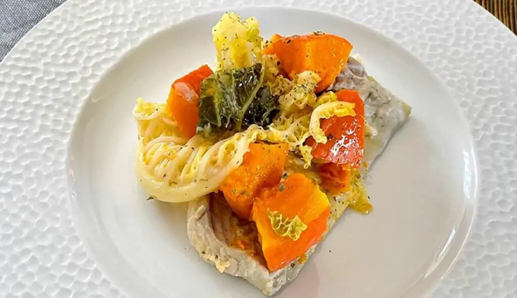 Papillote d’églefin au chou et à la courge au Thermomix