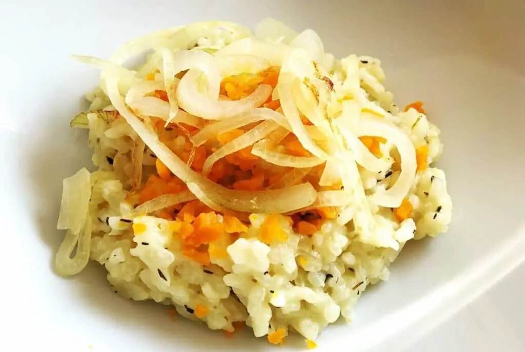 Risotto aux oignons caramélisés et à la mimolette au Thermomix