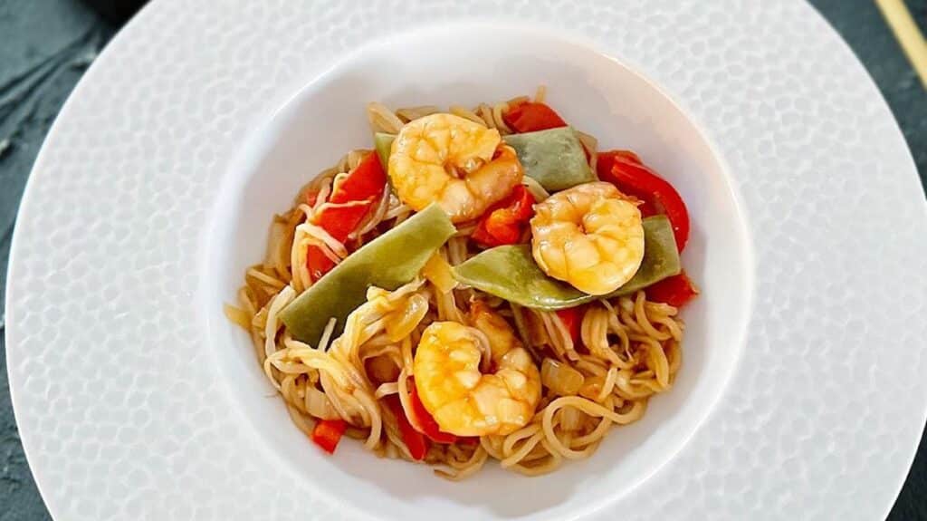 Chow mein aux crevettes au Thermomix