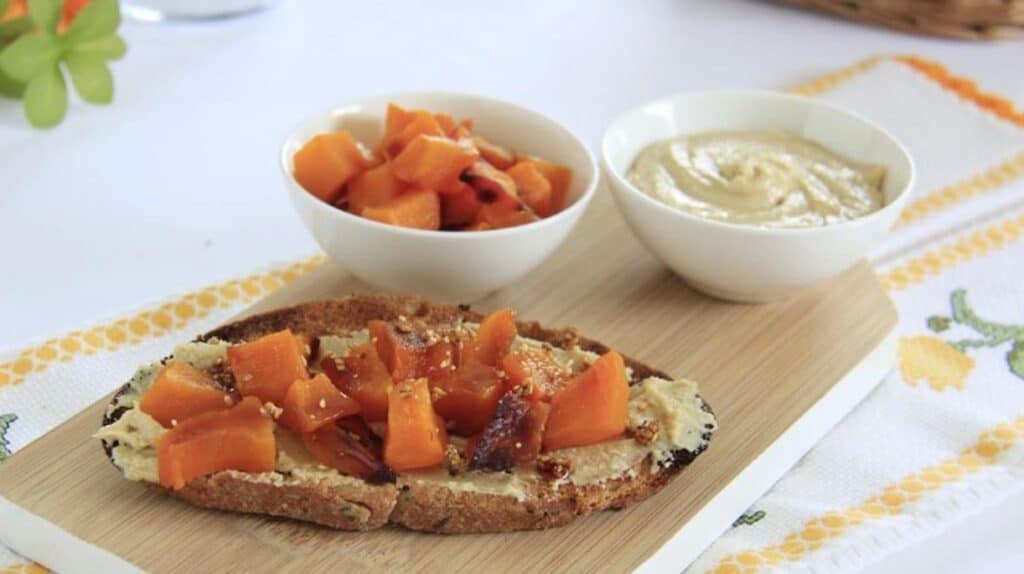 Toast à la citrouille rôtie et au beurre de cajou au Thermomix