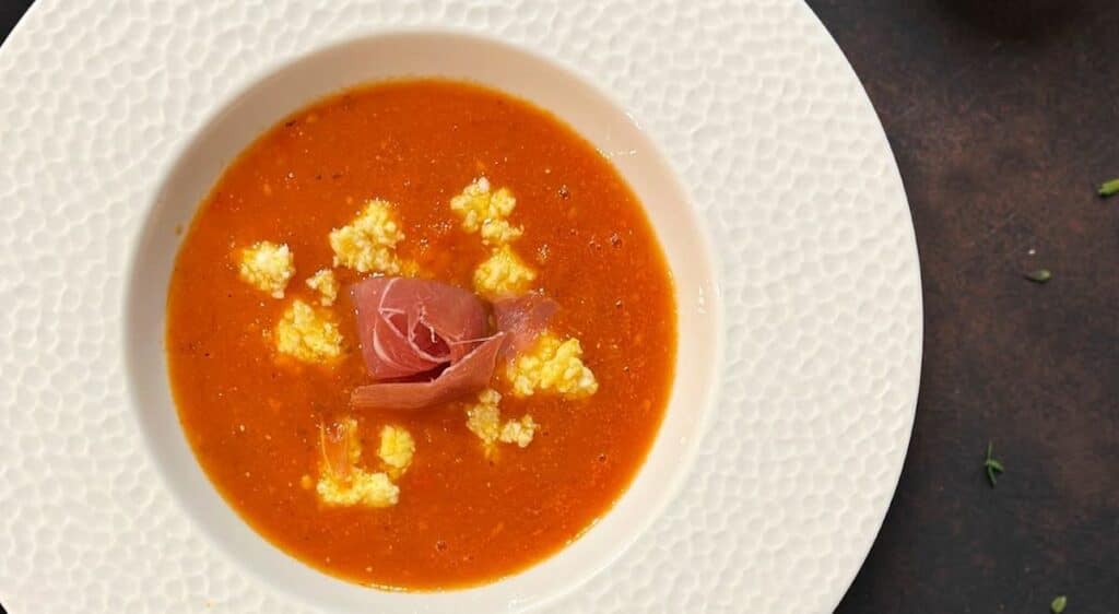 Soupe de tomates au jambon et aux oeufs au Thermomix