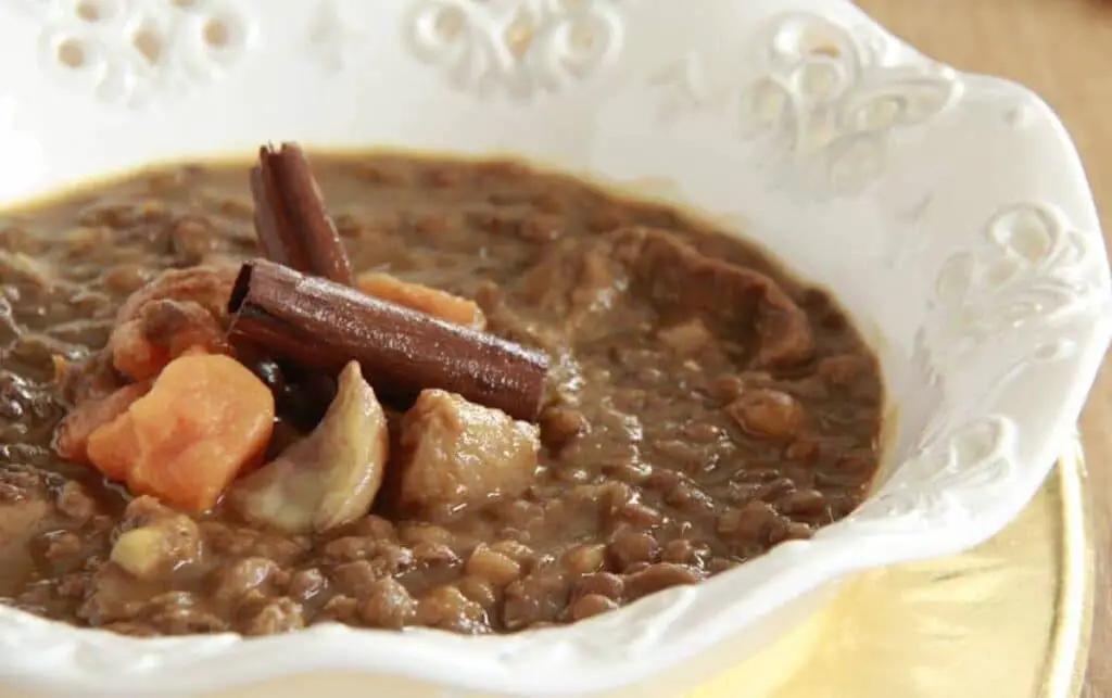 Lentilles aux cèpes châtaignes et cannelle au Thermomix