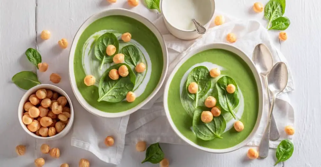 Velouté Raffiné d'Épinards et Pois Chiches Crémé au Thermomix